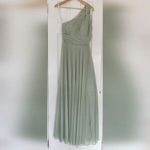 Azazie Charlize One-Shoulder Dress in Dusty Sage A-Line